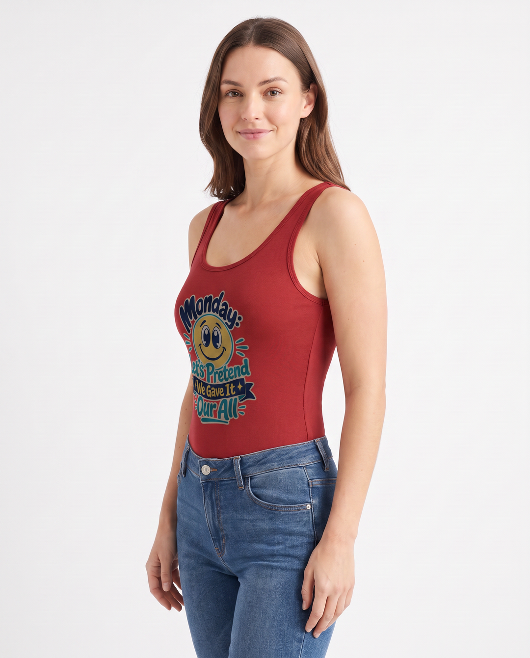 Monday: Let's Pretend We Gave It Our All Sleeveless Tank Bodysuit mockup 2
