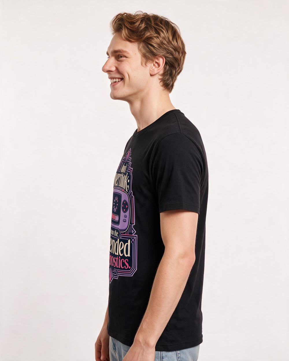 Neurodiversity Men's Black T-Shirt – I don't overthink; I run the extended product image 2