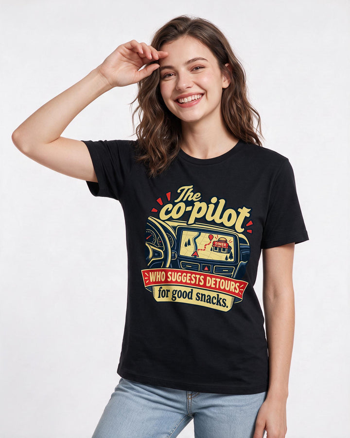 Couples Black T-Shirt for Women – Everyday Expression Graphic Tee product image 1