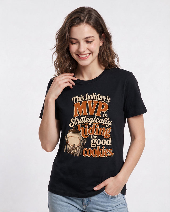 Christmas Black T-Shirt for Women – Holiday Theme Graphic Tee product image 1