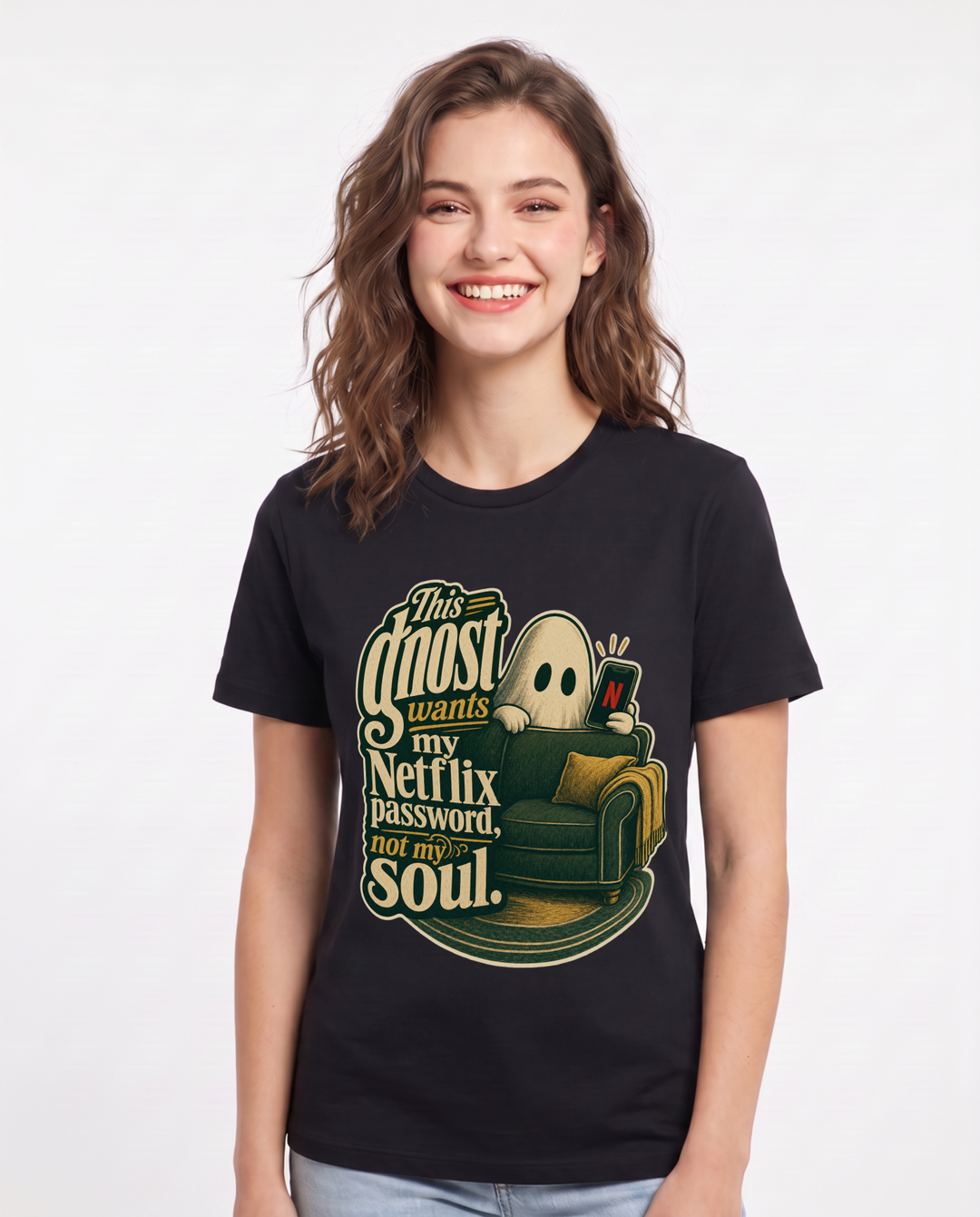 Halloween Black T-Shirt for Women – Halloween Theme Graphic Tee product image 3