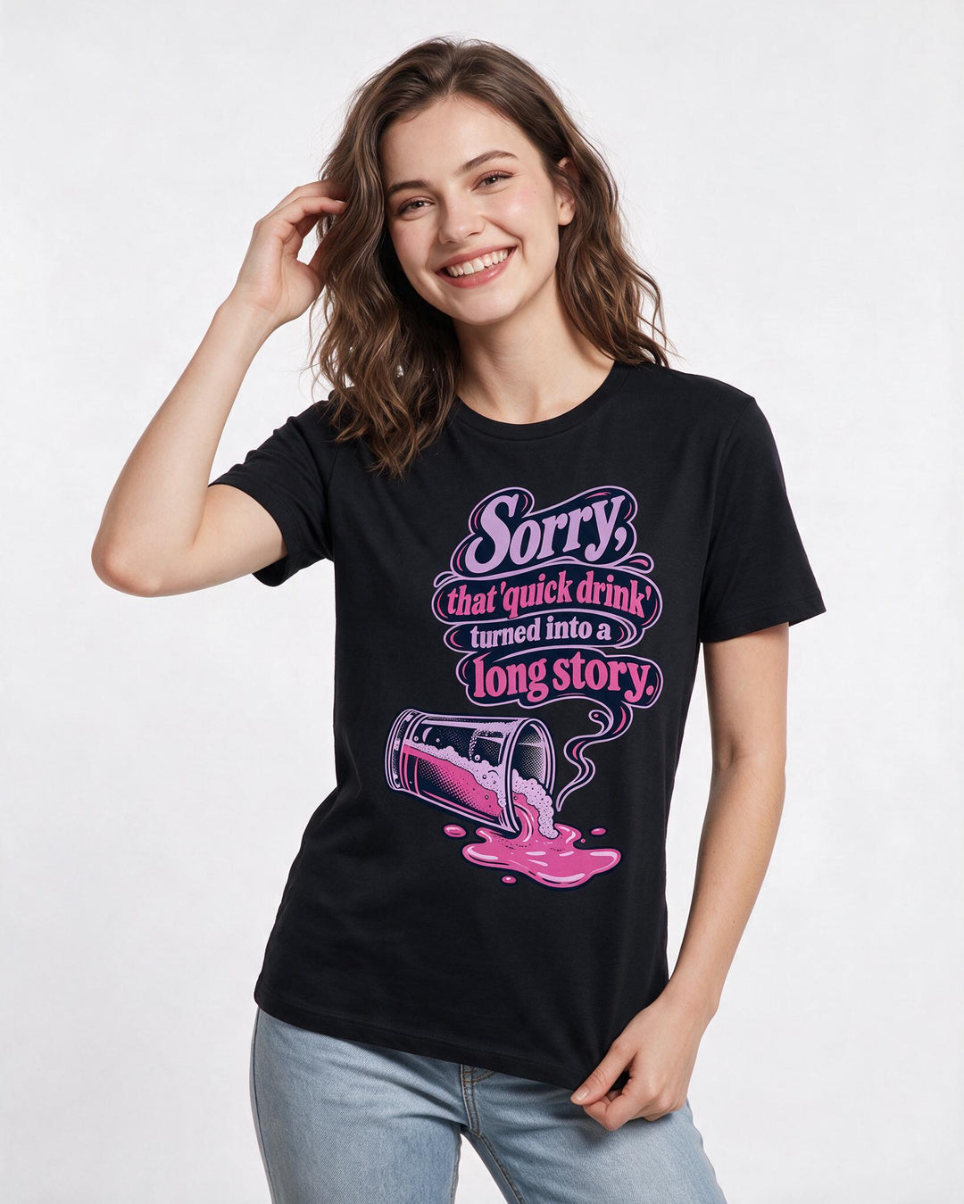Beer Black T-Shirt for Women – Everyday Expression Graphic Tee product image 1