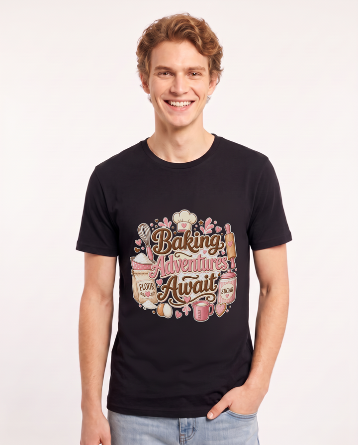 Baking Adventures Await Men's Black T-Shirt product image 2