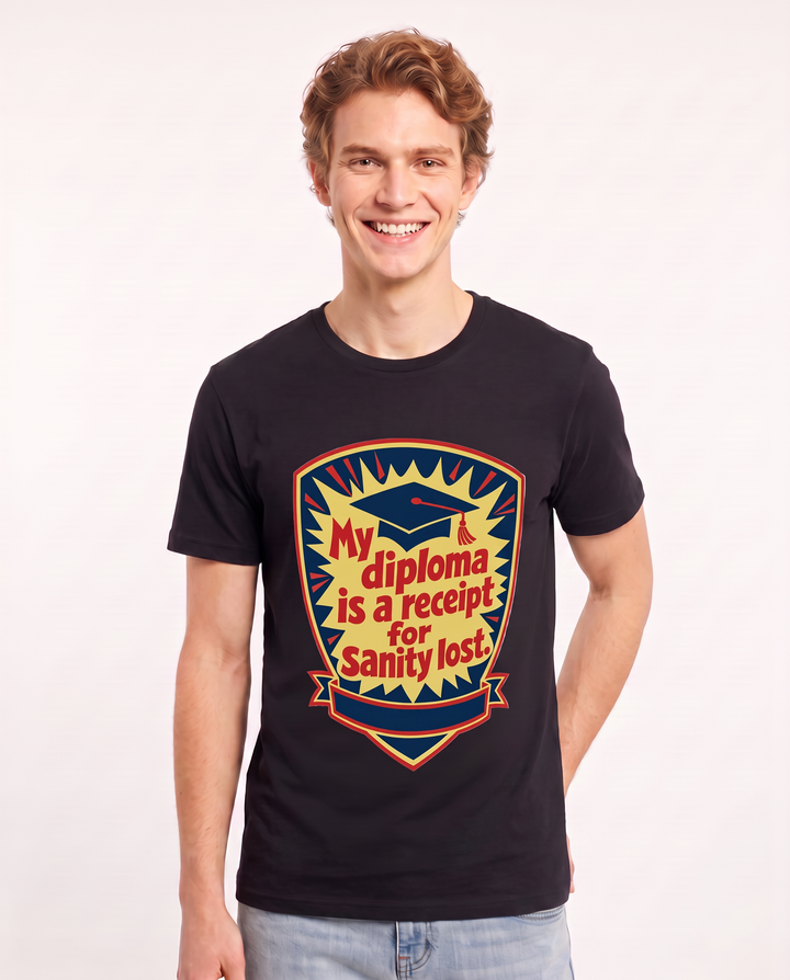 Graduation Gift Men's Black T-Shirt - My diploma is a receipt for product image 3