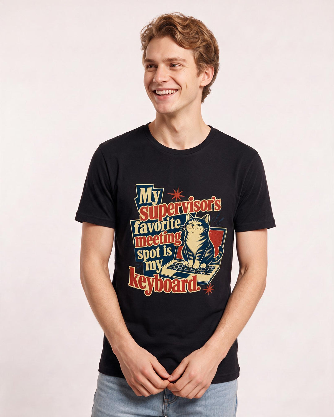 Cat Lover Black T-Shirt for Men – Everyday Expression Graphic Tee product image 3