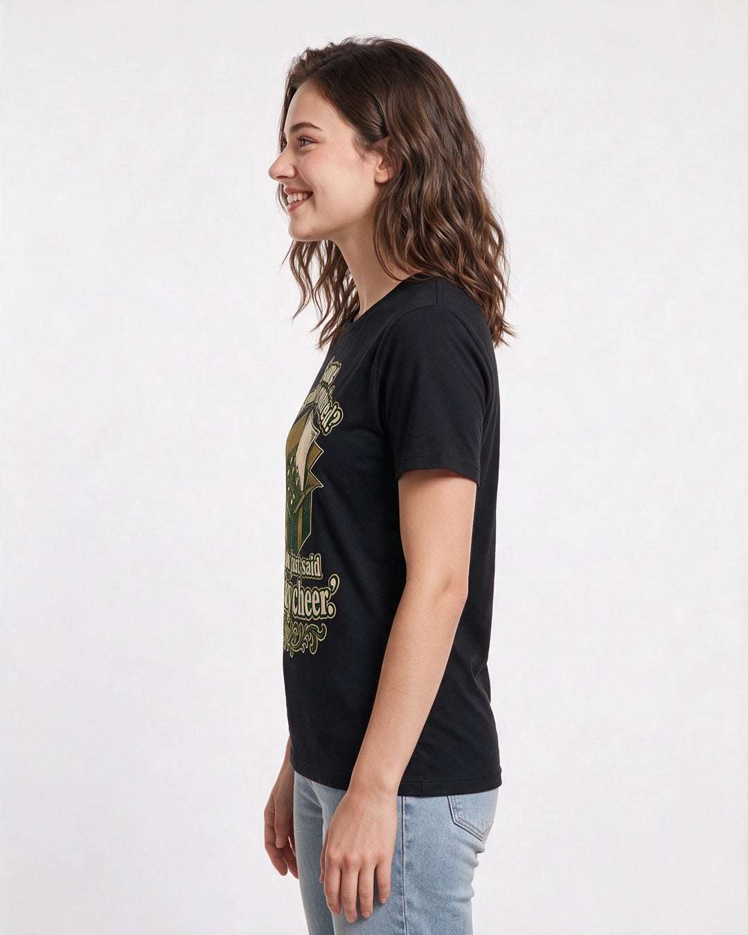 Christmas Black T-Shirt for Women – Holiday Theme Graphic Tee product image 2