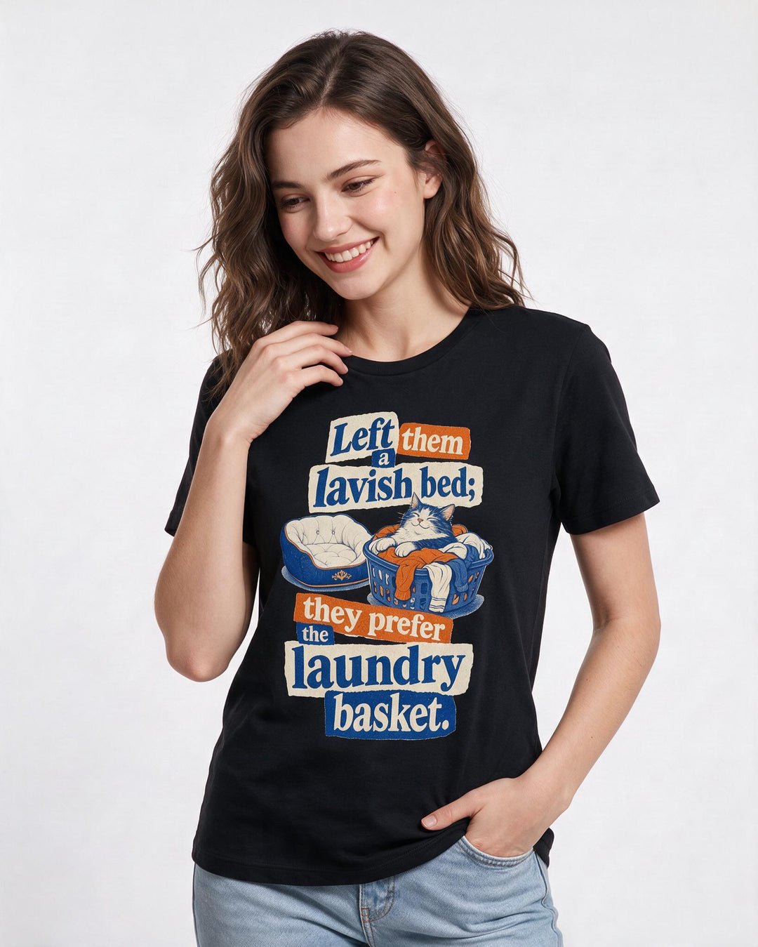 Cat Lover Black T-Shirt for Women – Everyday Expression Graphic Tee product image 3
