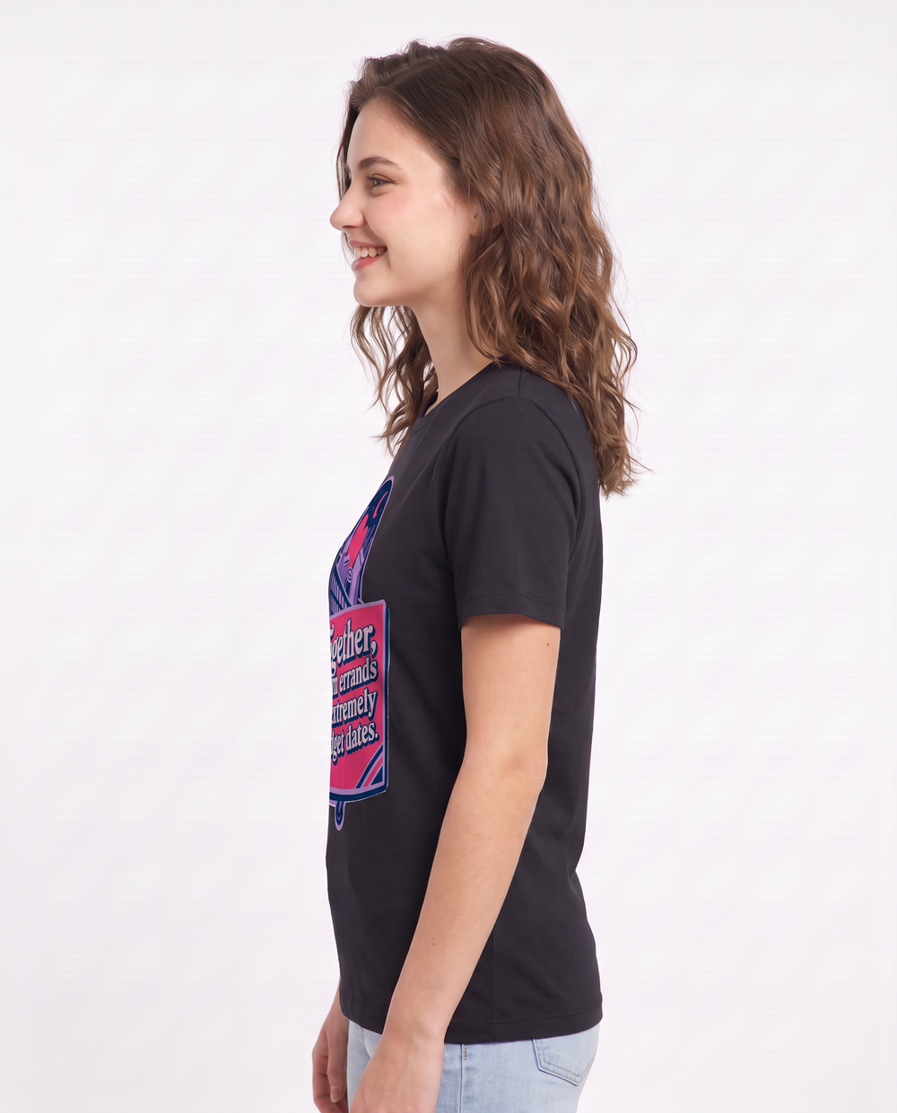 Together, we turn errands into extremely low-budget dates. - Women's Black T-Shirt product image 3