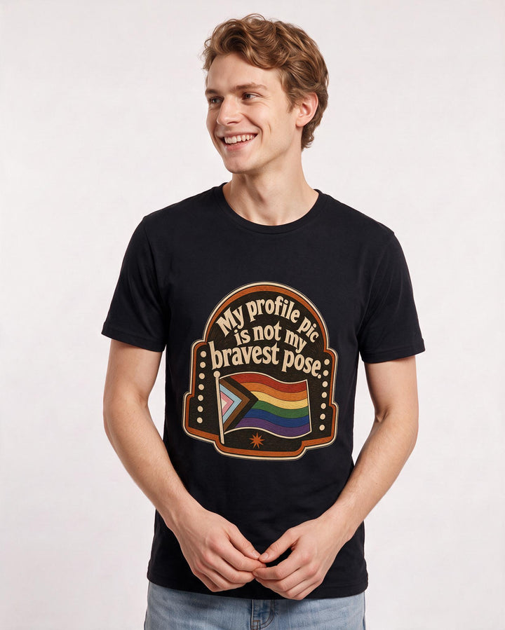 Graphic Men's Black T-Shirt - My profile pic is not my bravest pose. product image 3