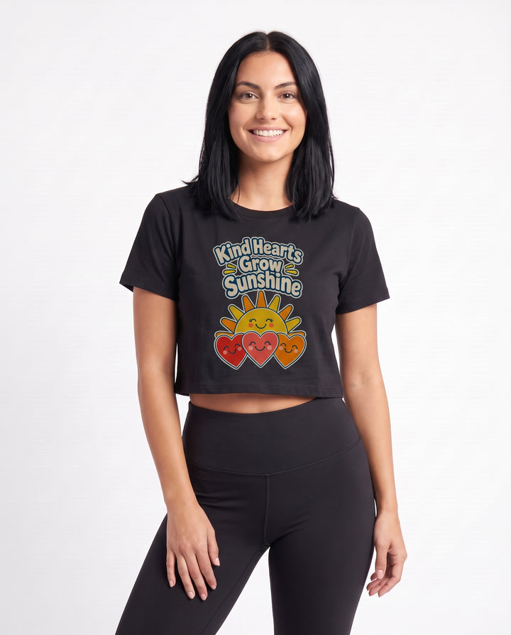 Kind Hearts Grow Sunshine Crop Top mockup 3