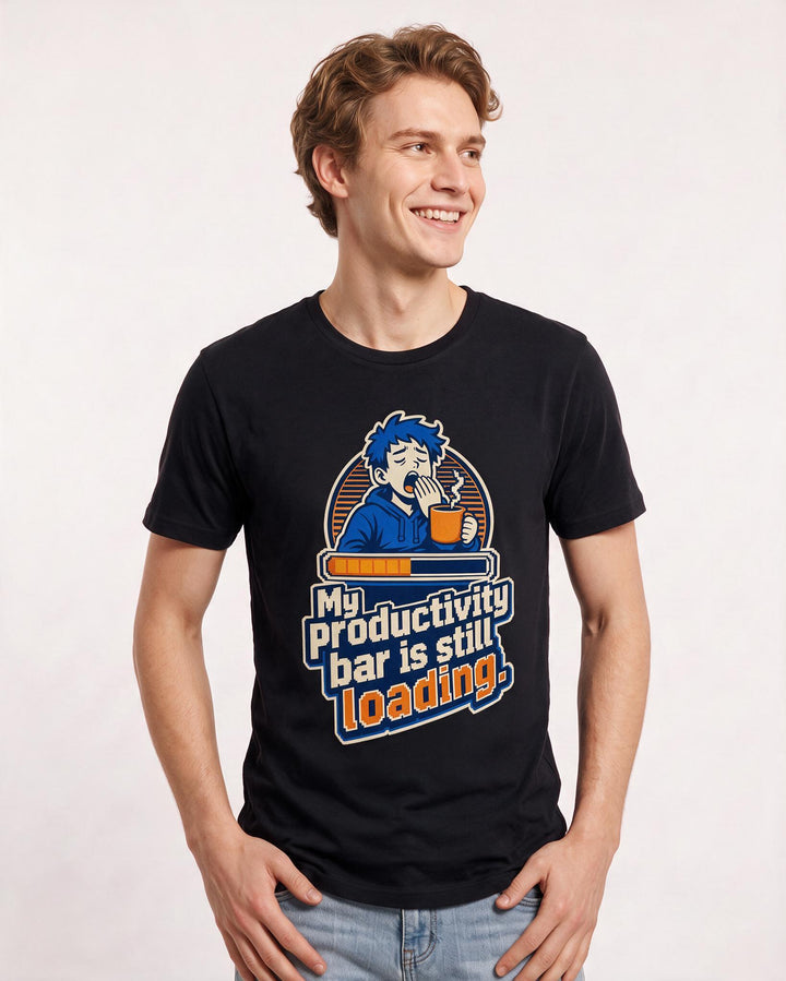 Funny Gaming Men's Black T-Shirt – My productivity bar is still loading. product image 3