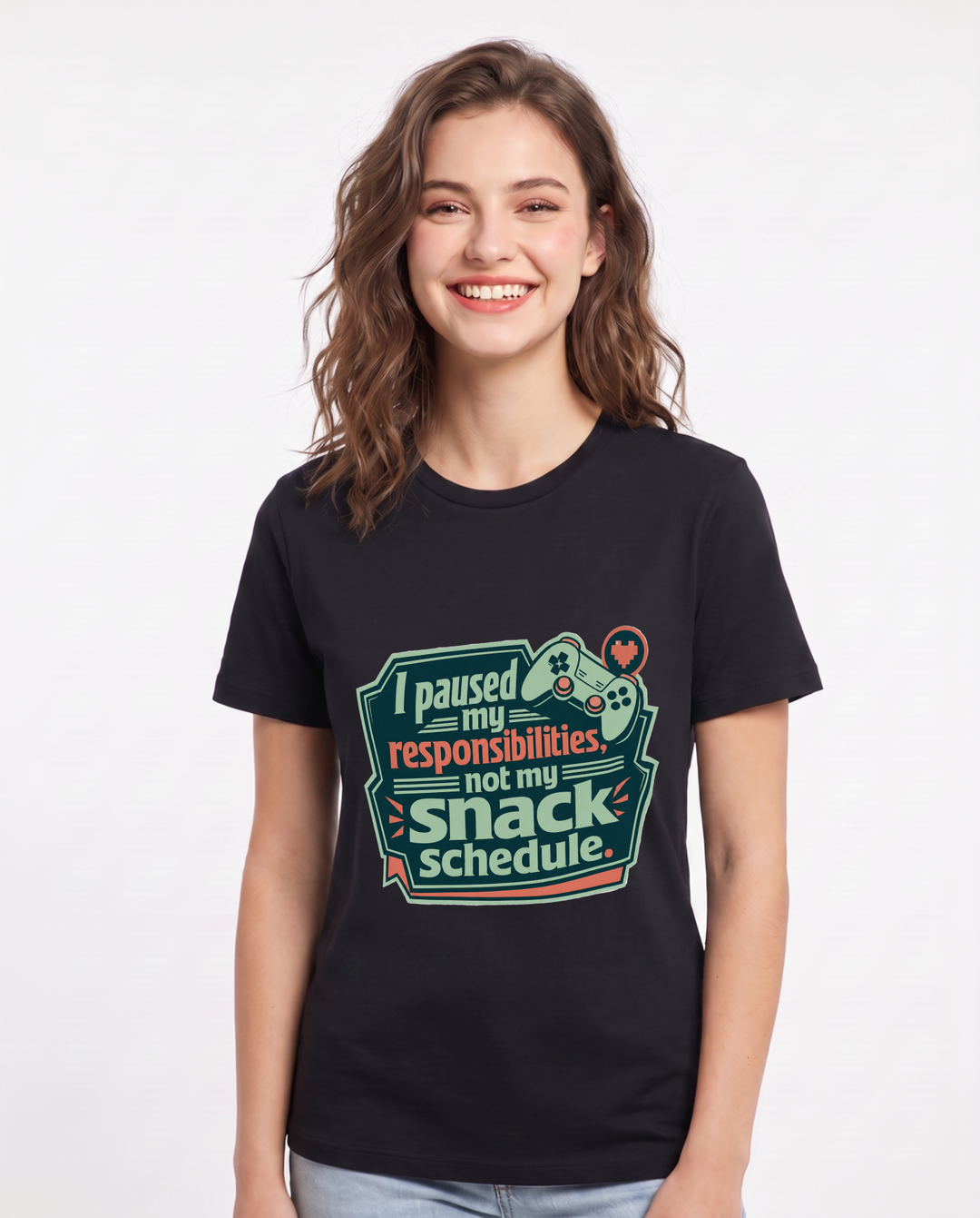 I paused my responsibilities, not my snack schedule. - Women's Black T-Shirt product image 2