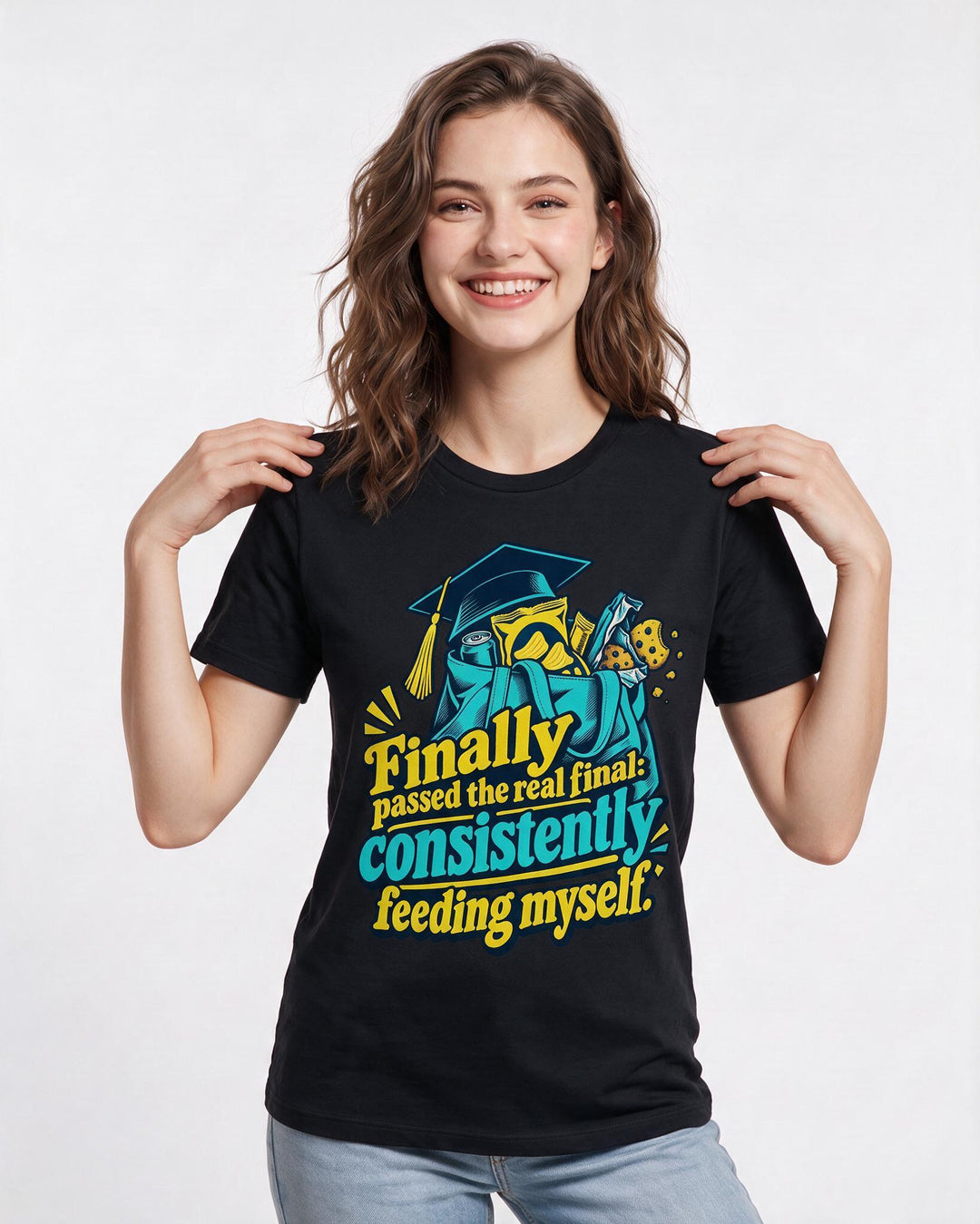 Graduation Black T-Shirt for Women – Everyday Expression Graphic Tee product image 1