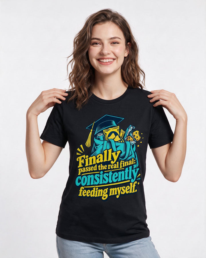 Graduation Black T-Shirt for Women – Everyday Expression Graphic Tee product image 1