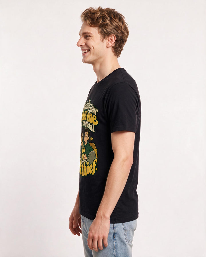 Couples Black T-Shirt for Men – Everyday Expression Graphic Tee product image 2
