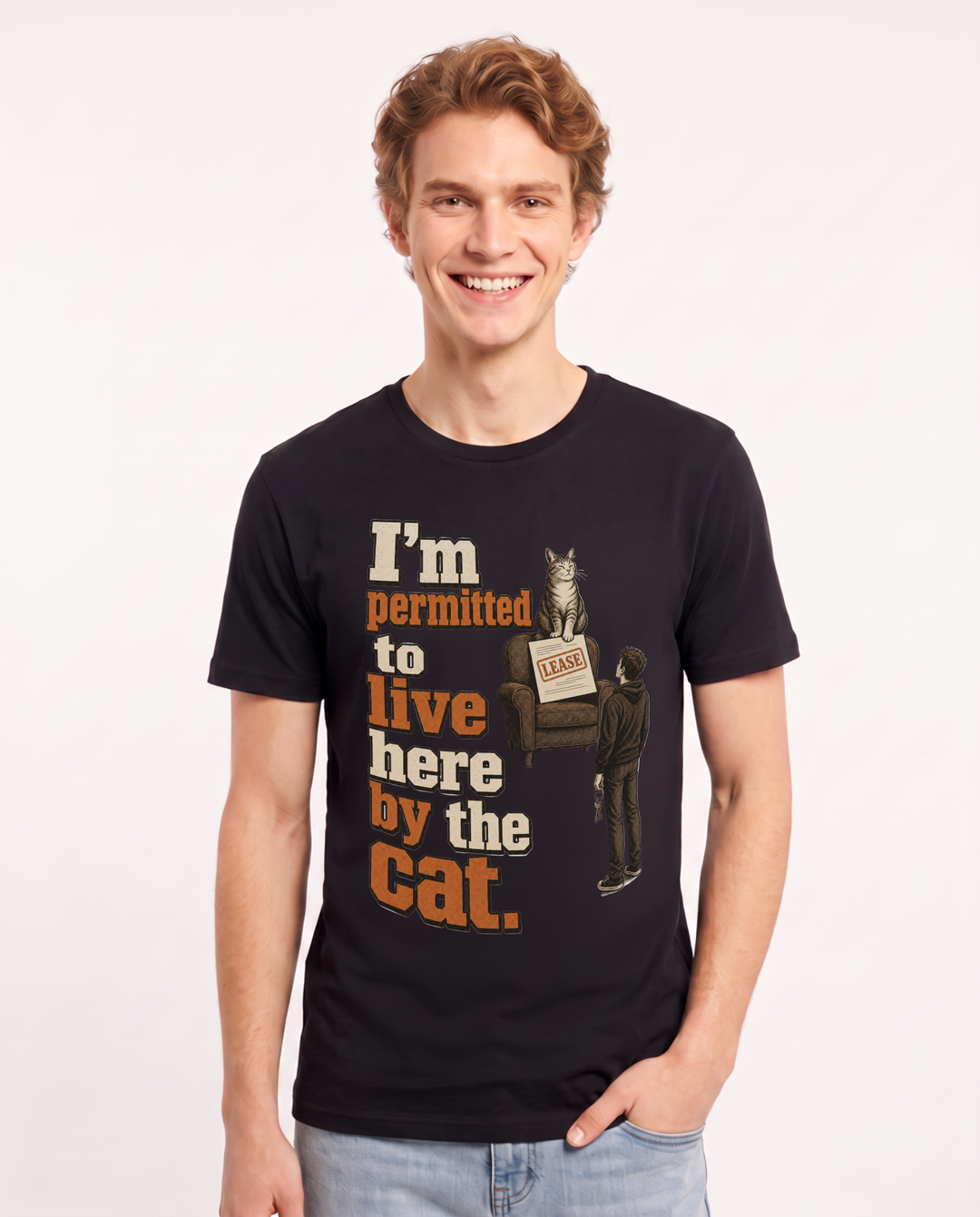 Cat Lover Black T-Shirt for Men – Everyday Expression Graphic Tee product image 3
