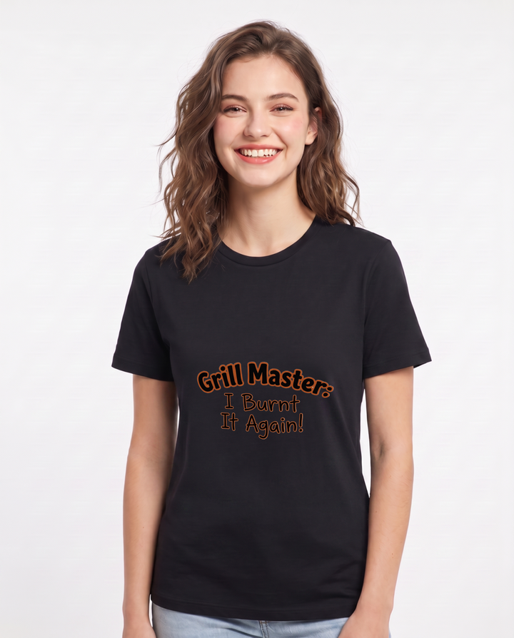 Grill Master: I Burnt It Again! Women's Black T-Shirt product image 2