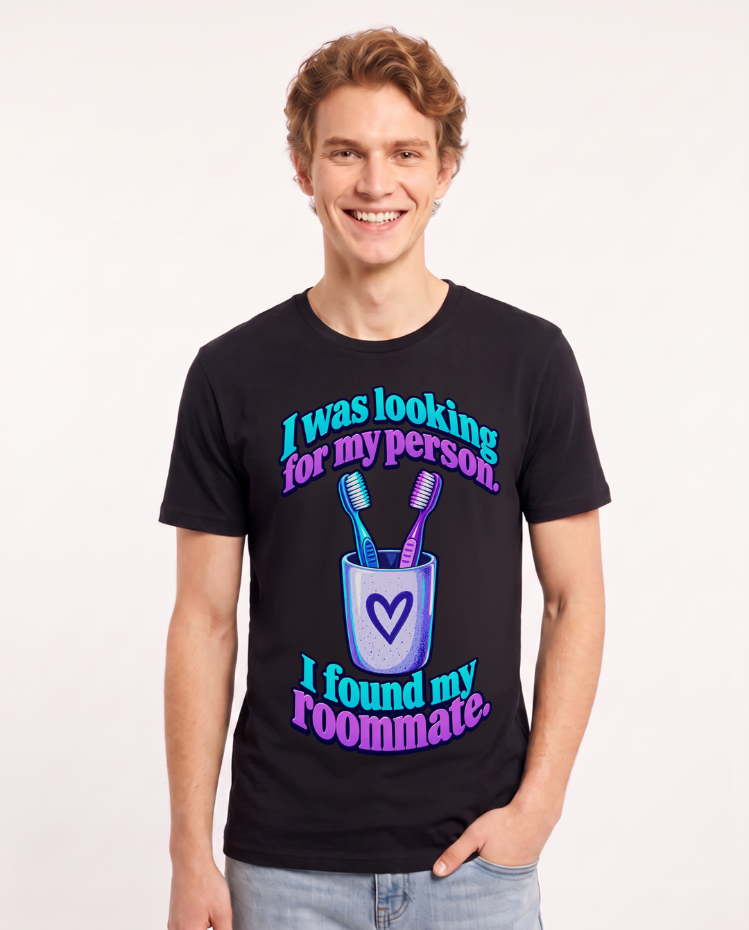 Couples Black T-Shirt for Men – Everyday Expression Graphic Tee product image 3