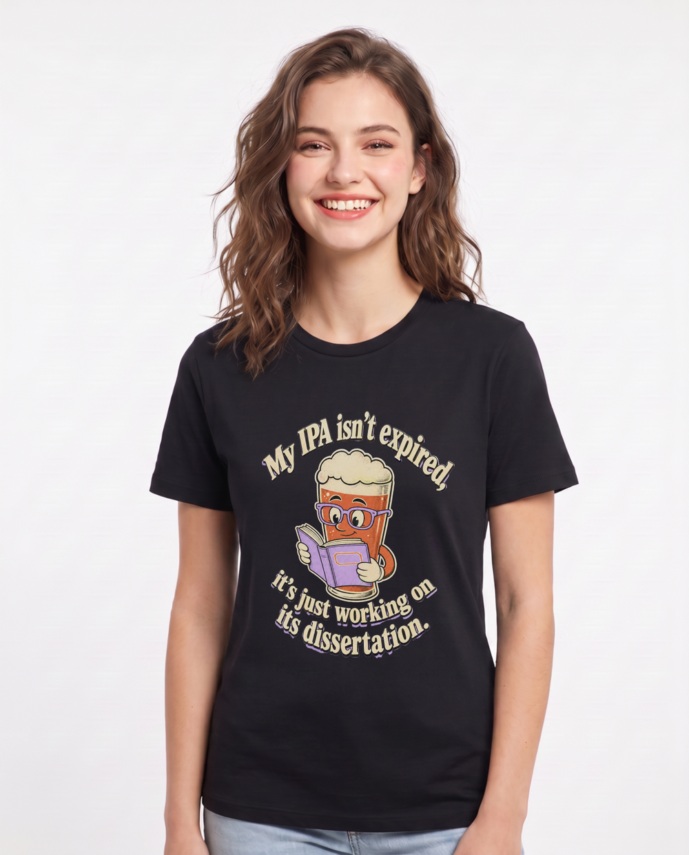My IPA isn't expired, it's just working on its dissertation. Women's Black T-Shirt product image 2
