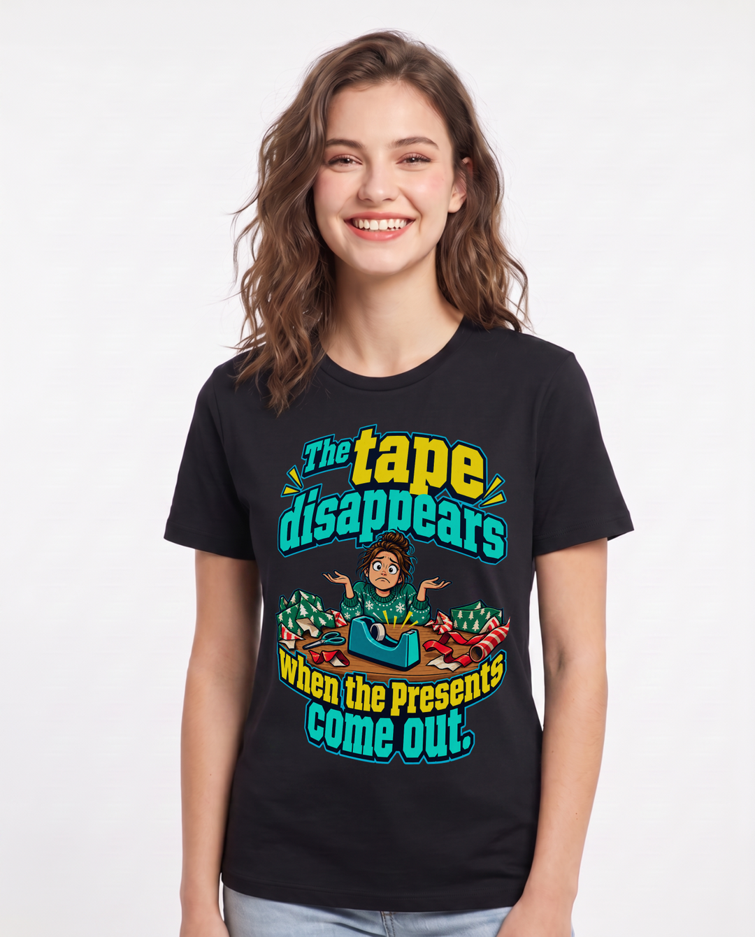 Christmas Black T-Shirt for Women – Holiday Theme Graphic Tee product image 3