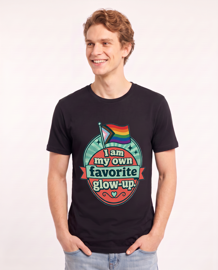 Graphic Men's Black T-Shirt - I am my own favorite glow-up. product image 3