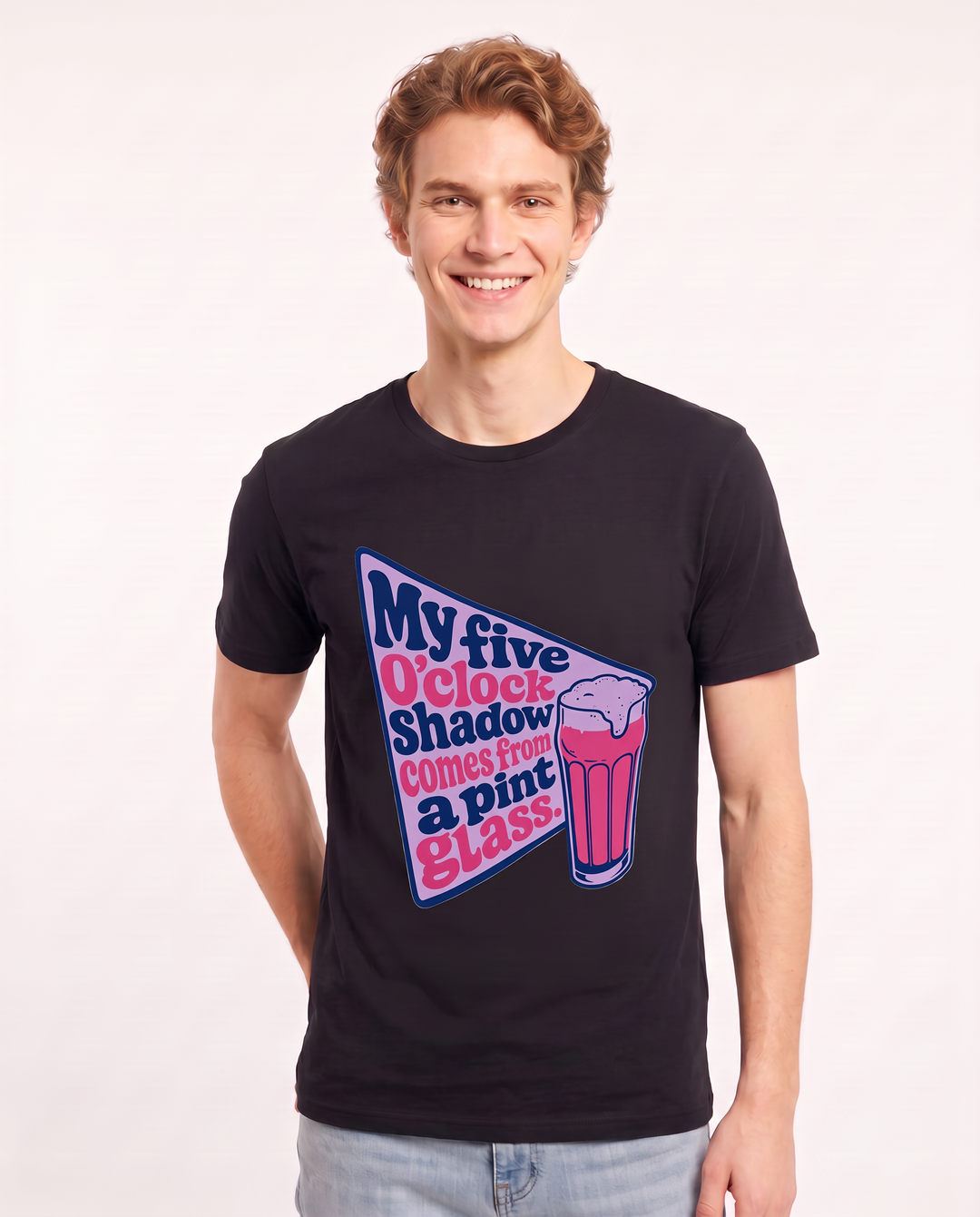 Funny Beer Men's Black T-Shirt - My five o'clock shadow comes from a product image 3