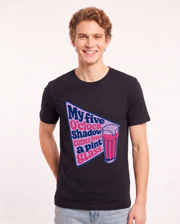 Funny Beer Men's Black T-Shirt - My five o'clock shadow comes from a product image 3