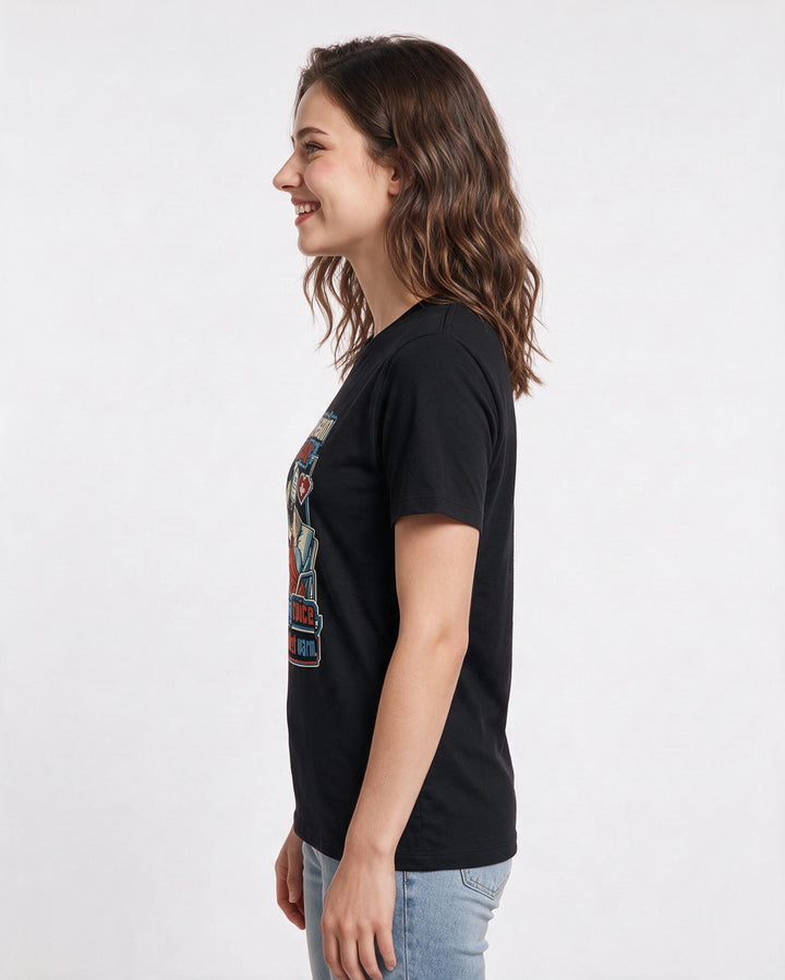 Nurse Women's Black T-Shirt – Compassion protocol: explain everything twice, keep the blanket warm. product image 2