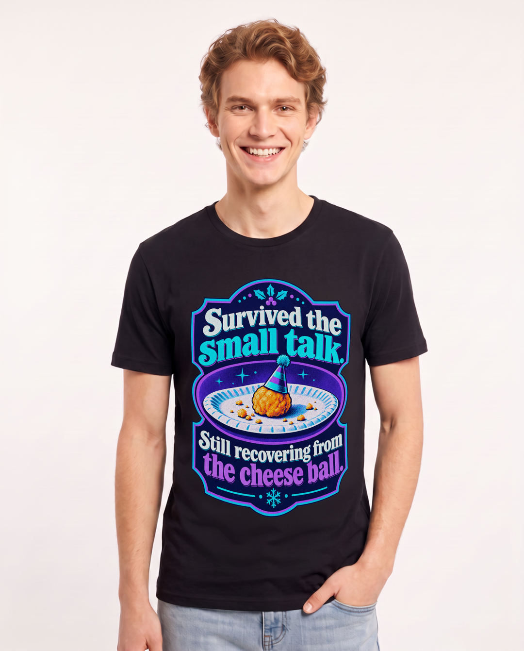 Christmas Black T-Shirt for Men – Holiday Theme Graphic Tee product image 3