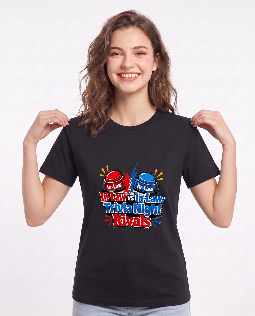 In-Law vs In-Law: Trivia Night Rivals Women's Black T-Shirt product image 1