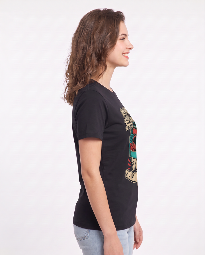 My luggage is 30% wardrobe, 70% sensory armor. Women's Black T-Shirt product image 3