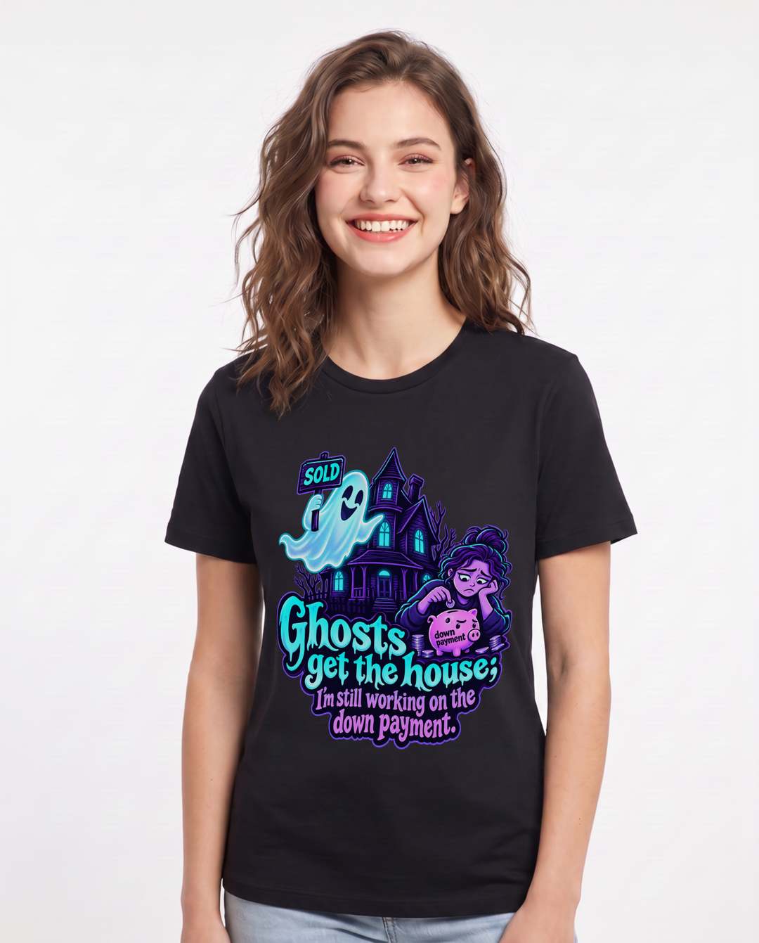 Halloween Black T-Shirt for Women – Halloween Theme Graphic Tee product image 3