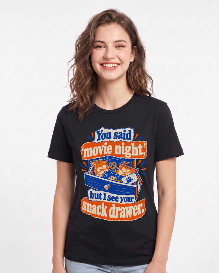 Couples Black T-Shirt for Women – Everyday Expression Graphic Tee product image 3