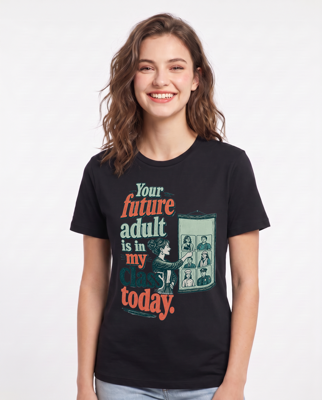 Teacher Black T-Shirt for Women – Everyday Expression Graphic Tee product image 3