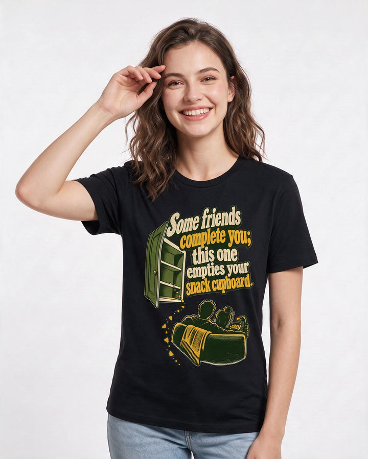 Couples Black T-Shirt for Women – Everyday Expression Graphic Tee product image 1