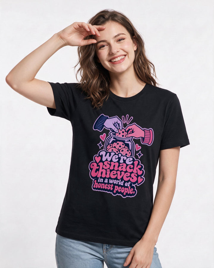 Couples Black T-Shirt for Women – Everyday Expression Graphic Tee product image 1
