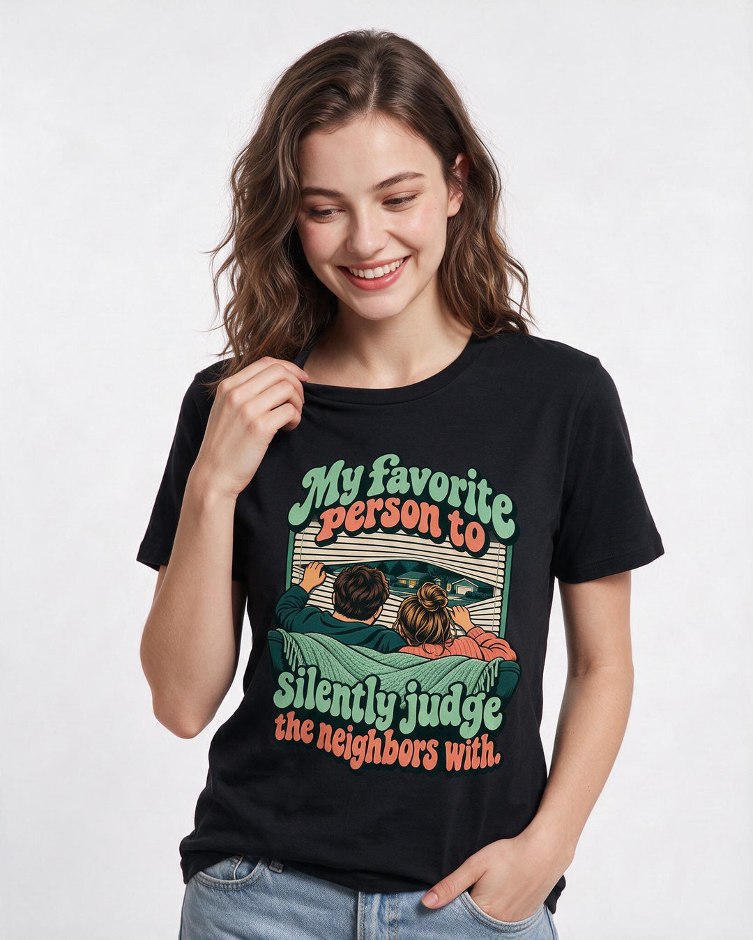 Couples Black T-Shirt for Women – Everyday Expression Graphic Tee product image 1