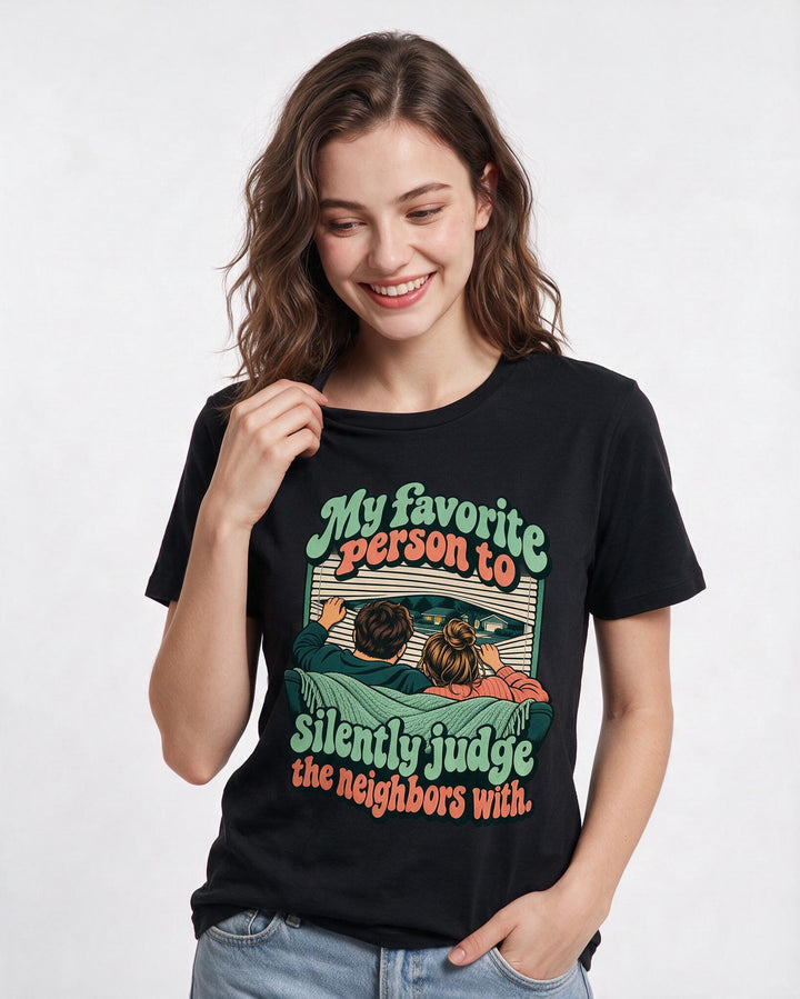 Couples Black T-Shirt for Women – Everyday Expression Graphic Tee product image 1
