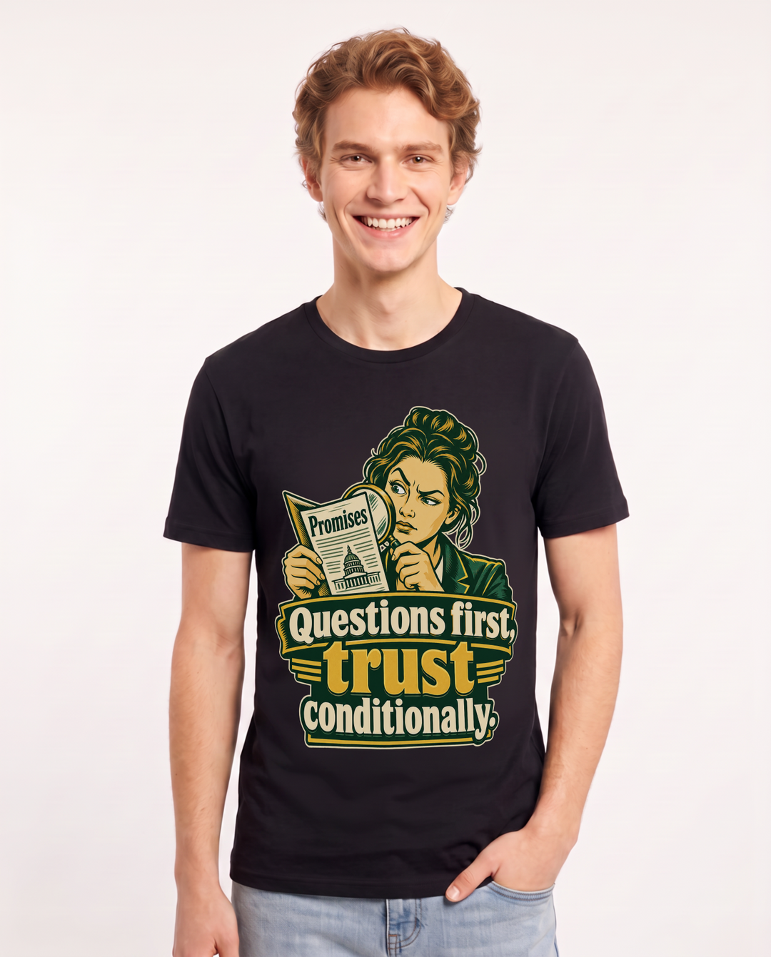 Political Statement Black T-Shirt for Men – Everyday Expression Graphic Tee product image 3