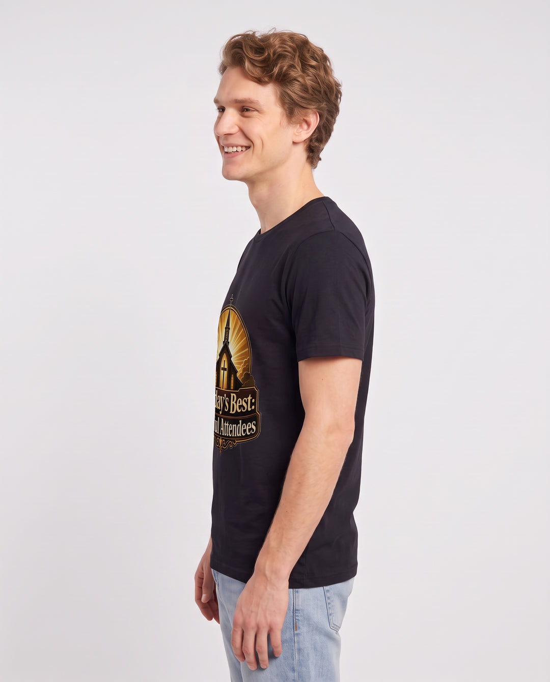 Sunday's Best: Faithful Attendees Men's Black T-Shirt product image 3