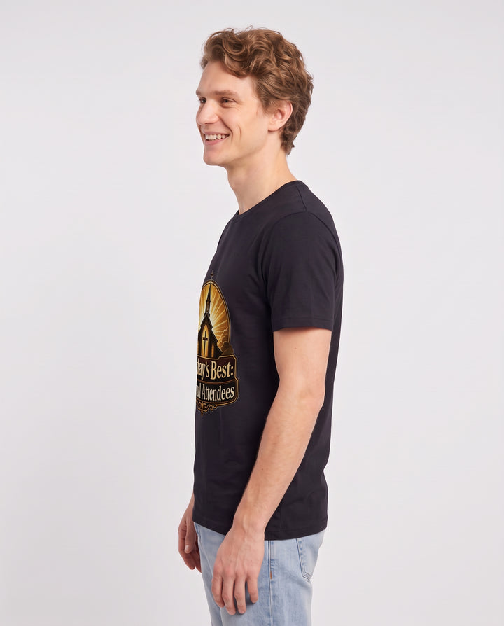 Sunday's Best: Faithful Attendees Men's Black T-Shirt product image 3
