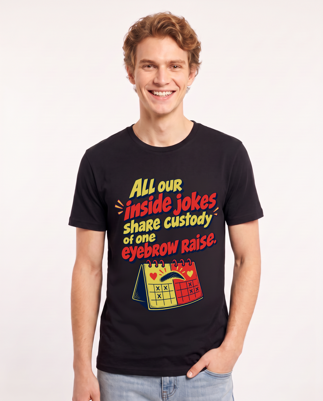 Couples Black T-Shirt for Men – Everyday Expression Graphic Tee product image 3