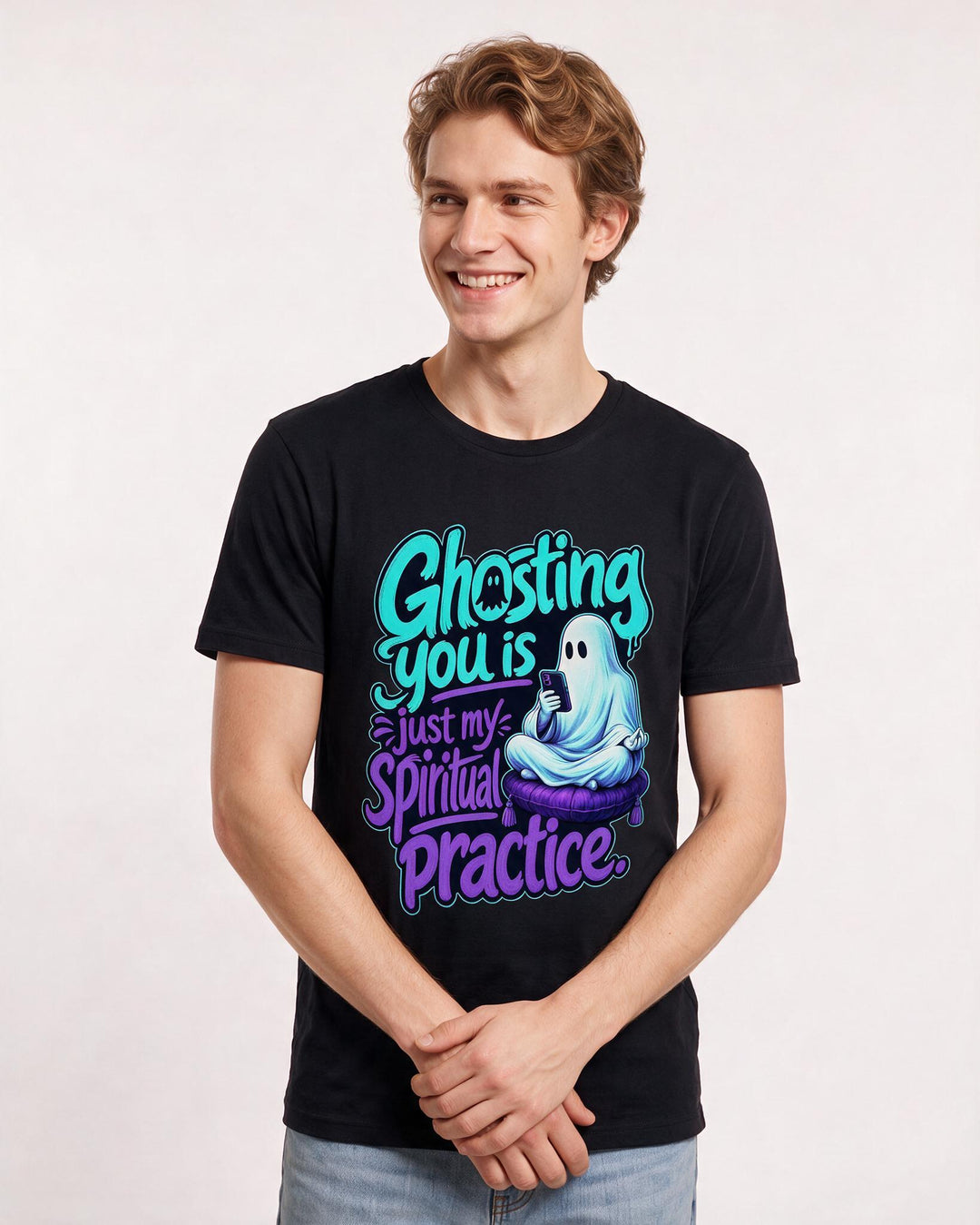 Funny Halloween Men's Black T-Shirt – Ghosting you is just my spiritual practice. product image 3