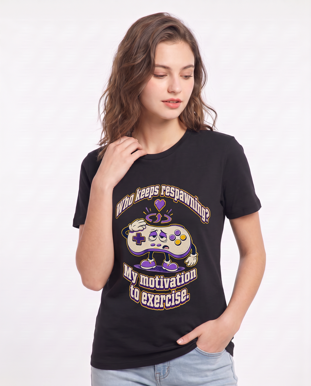Who keeps respawning? My motivation to exercise. Women's Black T-Shirt product image 1