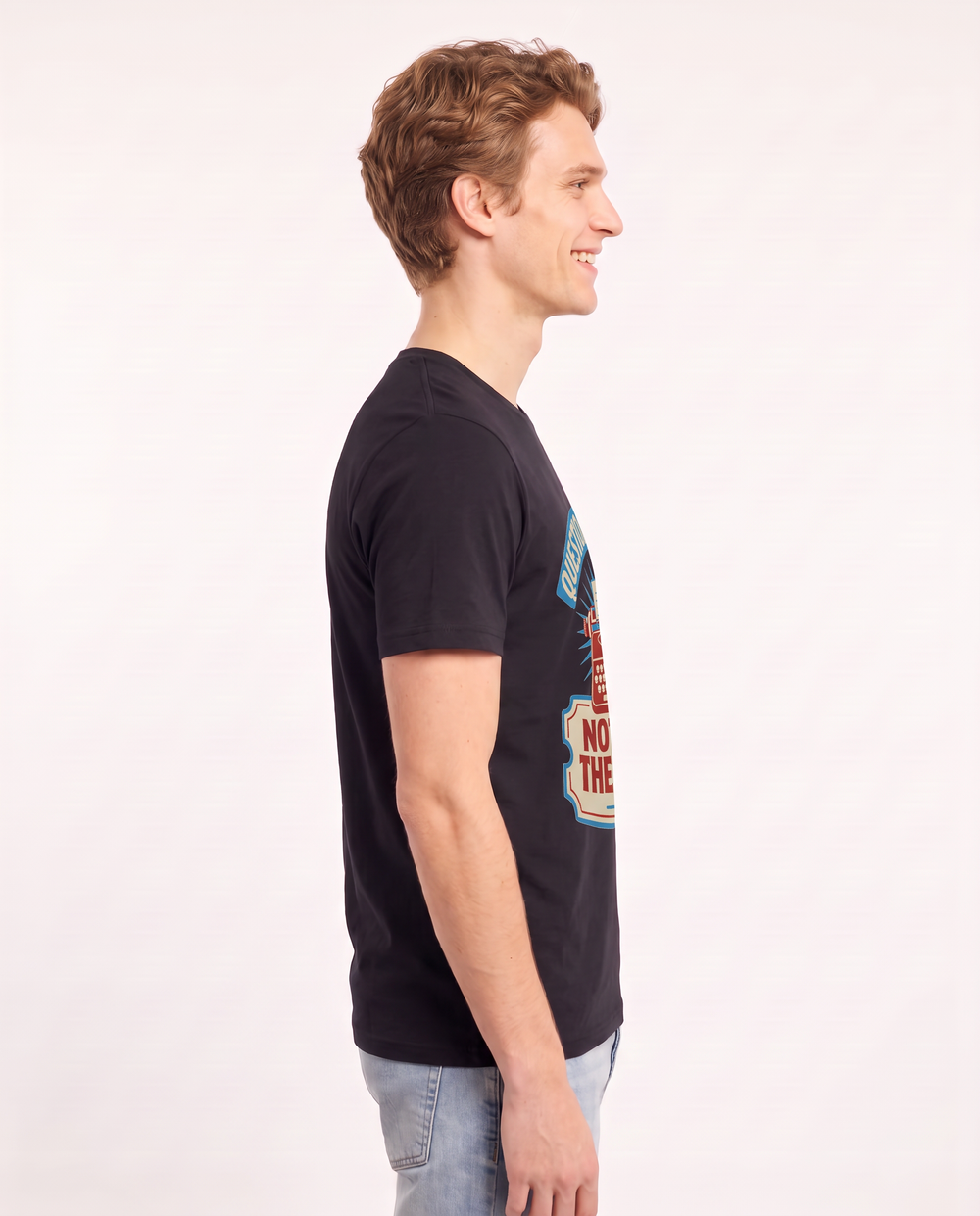 Graphic Men's Black T-Shirt - Question the script, not just the actor. product image 2