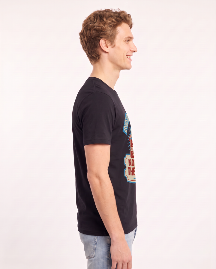 Graphic Men's Black T-Shirt - Question the script, not just the actor. product image 2