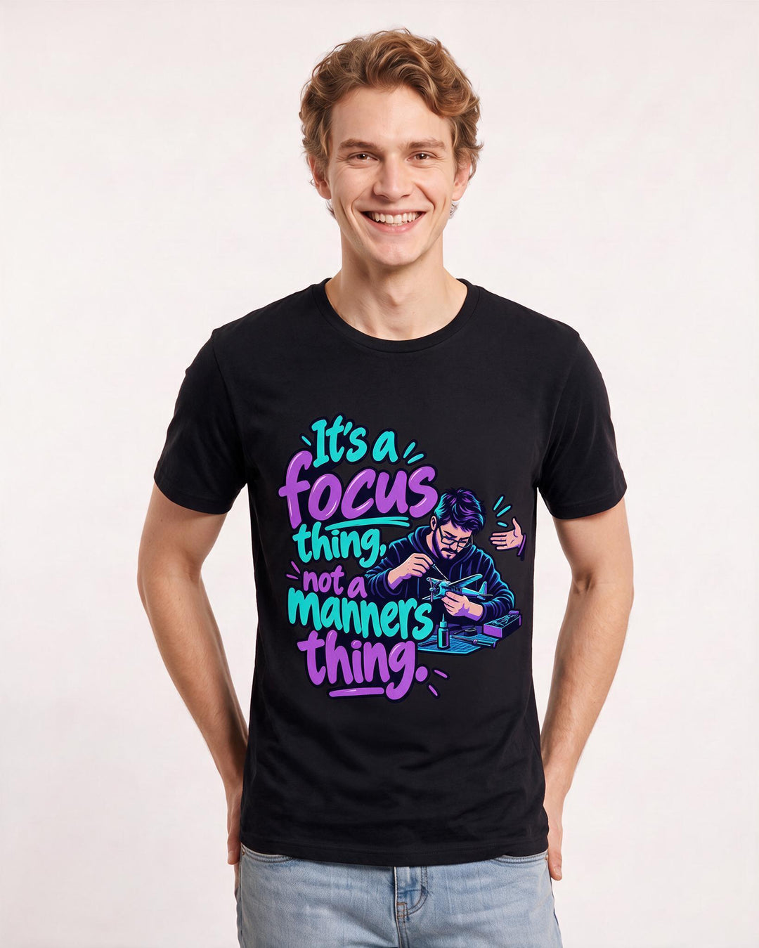 Neurodiversity Black T-Shirt for Men – Everyday Expression Graphic Tee product image 1