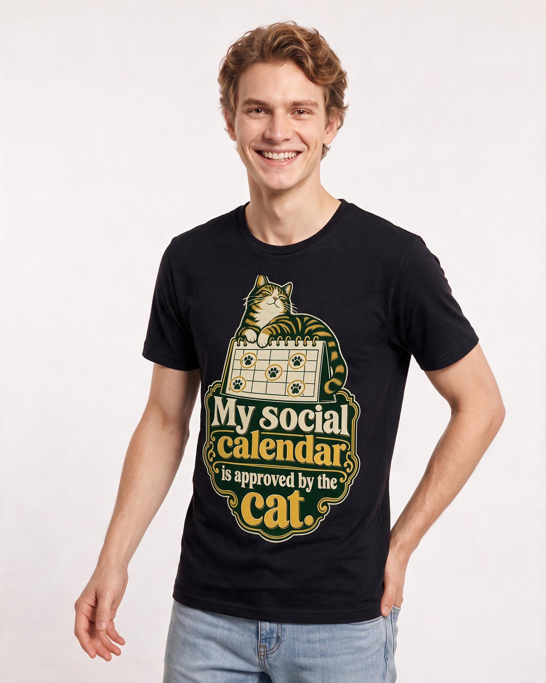 Cat Lover Black T-Shirt for Men – Everyday Expression Graphic Tee product image 1