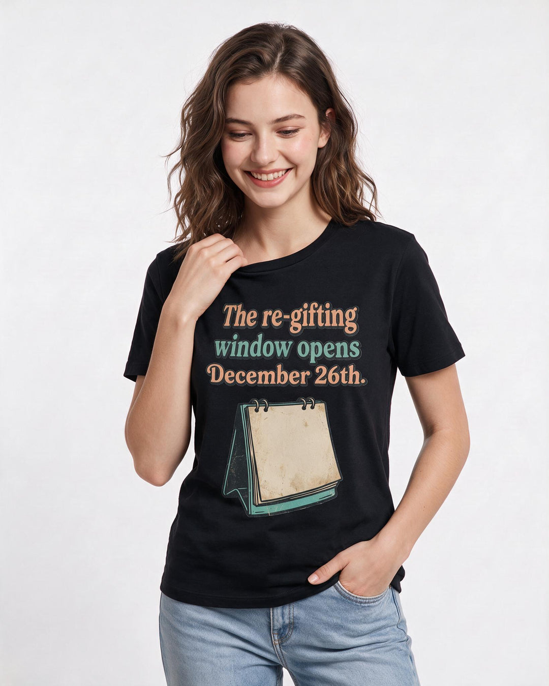 Christmas Black T-Shirt for Women – Holiday Theme Graphic Tee product image 3