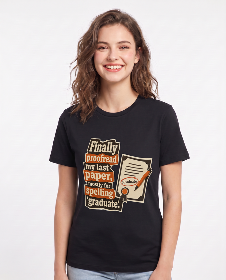 Graduation Black T-Shirt for Women – Everyday Expression Graphic Tee product image 1